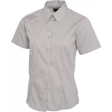 Uneek Ladies Pinpoint Oxford Half Sleeve Shirt - Silver Grey