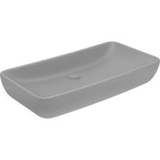 Lavabos de baño vidaXL Lavabo De Lujo De Cerámica Rectangular Gris Claro Mate 71x38 cm