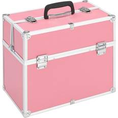 Cosmeticatassen uitverkoop vidaXL Make-up koffer 37x24x35 cm aluminium roze