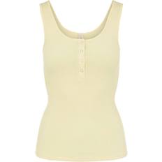 Pieces Kitte Ribbed Cotton Top - Pale Banana