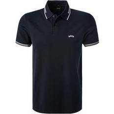 HUGO BOSS Stretch Cotton Slim Fit Curved Logo Polo Shirt - Dark Blue