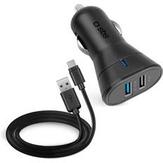 Caricabatterie - Presa accendisigari (12-24V) Batterie e Caricabatterie SBS Kit di Ricarica USB-Type C per Auto Nero