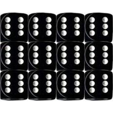 Chessex Opaque Black With White 16 mm Six Sided Dice Set Of 12