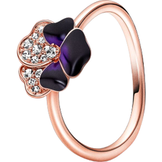 Pandora Emaille Ringe Pandora Pansy Flower Ring - Rose Gold/Purple/Transparent