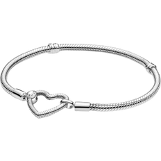 Pandora Moments Heart Closure Snake Chain Bracelet - Silver