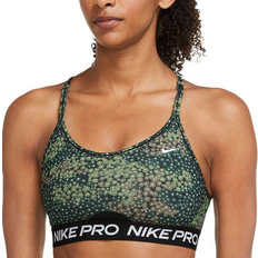 Nike Pro Dri-FIT Indy Light-Support Padded Strappy Printed Sports Bra - Treeline/Black/Black/White