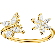 Thomas Sabo Charm Club Butterfly with Flower Ring - Gold/Transparent