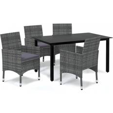 Gris Ensembles repas de patio vidaXL 3094981 Ensemble repas de patio, 1 Table incluse 4 Chaises