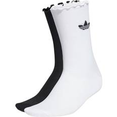 Adidas Women's Originals Semi-Sheer Ruffle Crew Socks 2-pack - White/Black