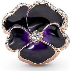 Viola Gioielli Pandora Pansy Flower Charm - Rose Gold/Purple/Transparent