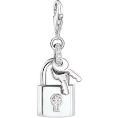 Thomas Sabo Charm Club Padlock with Key Charm Pendant - Silver/Transparent