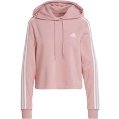 Adidas Essentials 3-Stripes Cropped Hoodie - Wonder Mauve/White