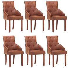 vidaXL Leather Brown Køkkenstol 95cm 6stk