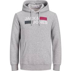 Jumpers Jack & Jones Single Logo Decorated Plus Size Hoodie - Gray/Light Gray Melange