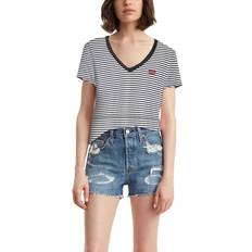 Streifen T-Shirts Levi's The Perfect V-Neck Tee - Annalise Stripe Cloud Dancer/Multicolour