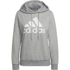 Viscose Tops Adidas Women's Essentials Relaxed Logo Hoodie - Medium Grey Heather/White