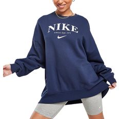 Nike Sportswear Essentials Oversized Fleece Sweatshirt Women's - Midnight Navy/White