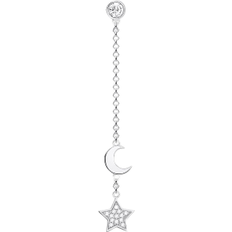 Thomas Sabo Charm Club Single Star and Moon Earring - Silver/Transparent