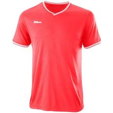 Red - Tennis T-shirts Wilson Team II High V-Neck Men - Fiery Coral Tn