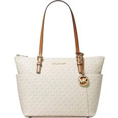 Michael Kors Jet Set East/West Signature Tote Bag - Vanilla/Acorn/Gold