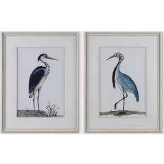 Glass Wall Decorations Uttermost Shore Birds Framed Art 32.6x42.5" 2