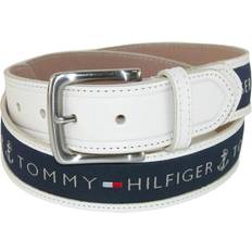 Tommy Hilfiger Belts Tommy Hilfiger Ribbon Inlay Leather Belt - Cream with Navy Inlay