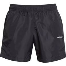 Off-White Diagonals Outline Nylon Swim Trunks - Black