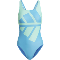 adidas Women's Logo Graphic Swimsuit - Sky Rush/Pulse Mint
