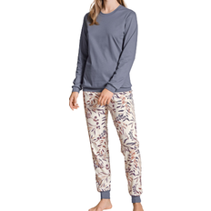 OEKO-TEX Pyjamasar Calida Midnight Flowers Pyjama with Cuff - Grey