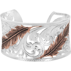 Rose Gold - Women Bracelets Montana Silversmiths Heavenly Whispers Feather Cuff Bracelet - Silver/Rose Gold