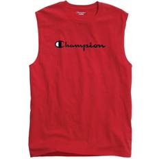 Red Tank Tops Champion Classic Graphic Muscle Script Logo T-shirt Unisex - Scarlet