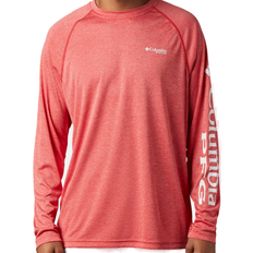 Columbia PFG Terminal Tackle Heather Long Sleeve T-shirt Men - Red Spark Heather/White Logo