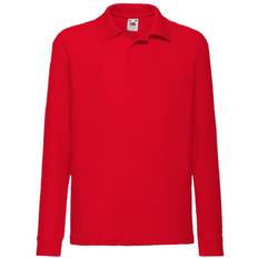 Elastan Pikéskjorter Fruit of the Loom Boy's 65/35 Long Sleeve Polo Shirts 2-pack - Red