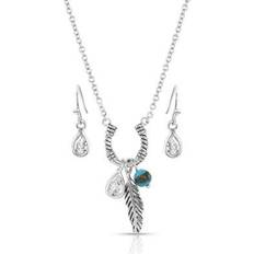 Montana Silversmiths Lucky's Charming Horseshoe Jewelry Set - Silver/Turquoise/Transparent