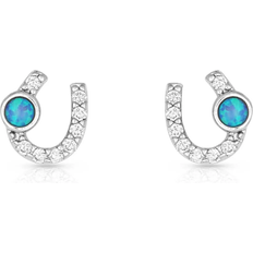 Montana Silversmiths Lightfoot Horseshoe Earrings - Silver/Transparent/Turquoise