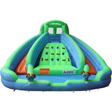 Commercial inflatable bounce house Aleko Commercial Grade Inflatable Dual Water Slide Bounce House with Splash Pool & Blower