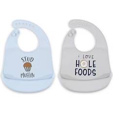 Blue Food Bibs Hudson Stud Muffin Silicone Bib 2-pack