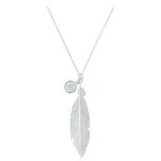 Montana Silversmiths Feather Dangle Necklace - Silver/Transparent