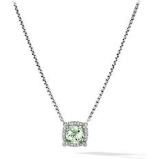 Green Necklaces David Yurman Petite Chatelaine Pavé Bezel Pendant Necklace - Silver/Prasiolite/Diamonds