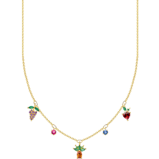 Corundum Halsband Thomas Sabo Charm Club Delicate Fruits Necklace - Gold/Multicolour