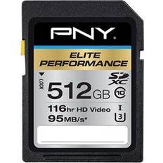 PNY 512 GB Memory Cards PNY Elite Performance SDXC Class 10 UHS-l U3 95MB/s 512GB