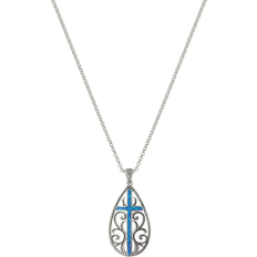 Montana Silversmiths Filigree Water Lights Cross Necklaces - Silver/Turquoise