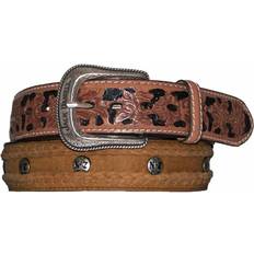 Jack Daniels Roughout Leather Belt with Laced Edge & Conchos - Tan