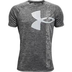 Under Armour Kid's Tech Split Logo Hybrid SS T-shirt - Black/White (1363279-001)