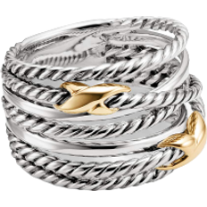 David Yurman Gold Rings David Yurman Double X Crossover Ring - Silver/Gold