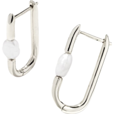 Kendra Scott Lindsay Huggie Earrings - Silver/Pearl