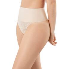 Lace Shaping Thong with Cool Comfort Fabric - Nude 1/Transparent Lace