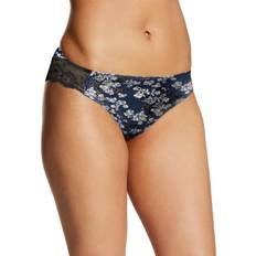 Panties Maidenform Comfort Devotion Lace Back Tanga - Black/Navy Blossoms