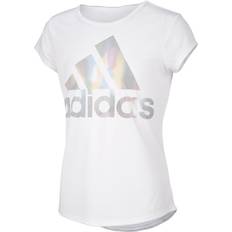 Adidas Girls Tops Children's Clothing Adidas Girl's Climalite Rainbow-Foil Interlock Tee - White