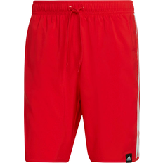 Adidas Red Swimwear Adidas Classic-Length 3-Stripes Swim Shorts - Vivid Red/White